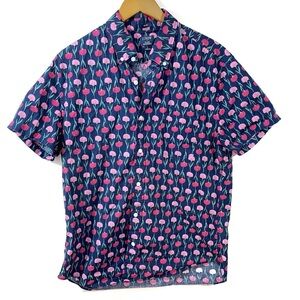 J Crew Factory Flex Washed Button Down Short Sleeve Shirt Large Slim